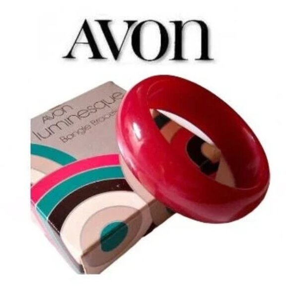 Avon Red Moonglow Bracelet Bangle Vintage 1977 Luminesque - Picture 3 of 4
